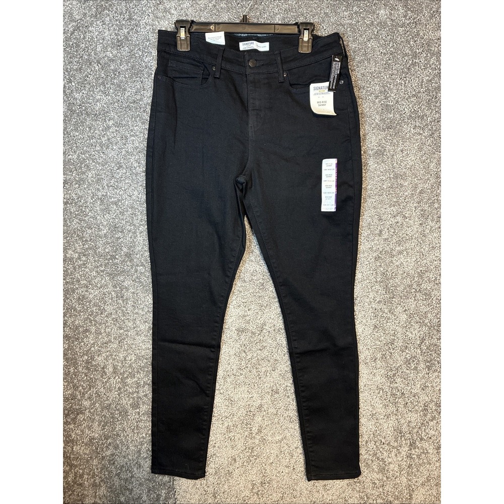 Levi Signature Gold Jeans Women 10m Black Mid Rise Skinny Stretch Denim W30/l30